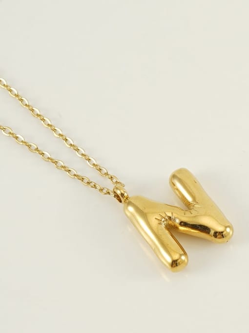 Letter N [Gold] Titanium Steel Letter Necklace With 26 letters